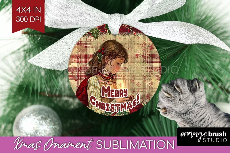 Vintage Christmas Ornament PNG - Retro Xmas Sublimation
