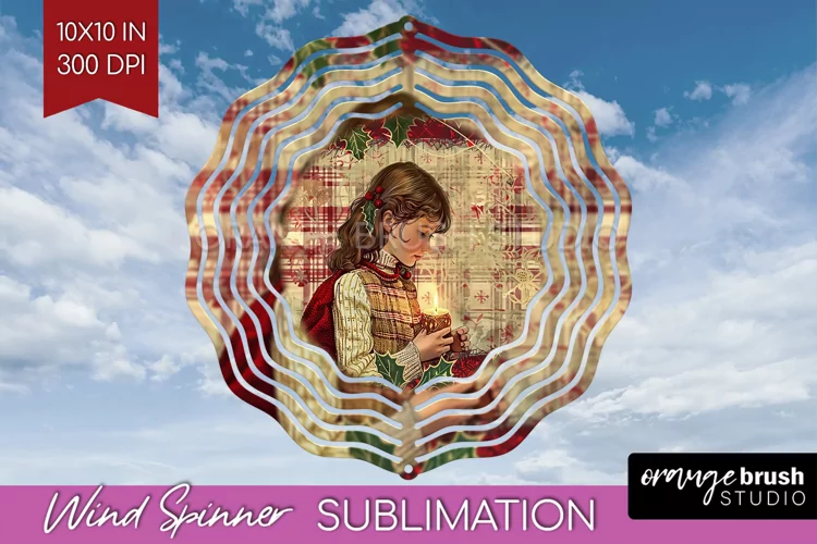 Vintage Christmas Wind Spinner PNG - Retro Xmas Sublimation