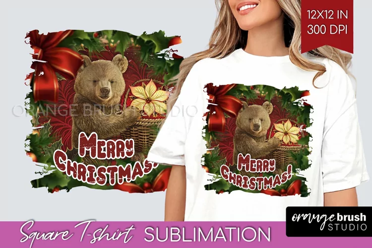Vintage Christmas Sublimation, Xmas Square Tshirt Background