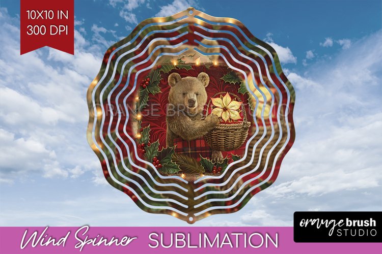 Vintage Christmas Wind Spinner PNG - Retro Xmas Sublimation example image 1
