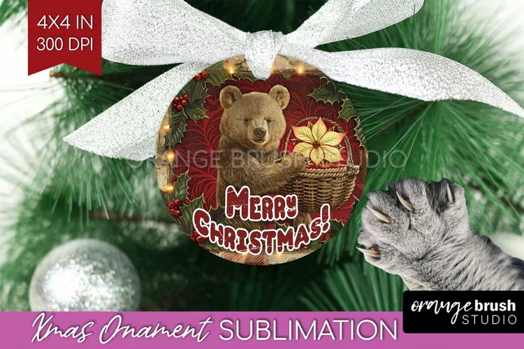 Vintage Christmas Ornament PNG - Retro Xmas Sublimation