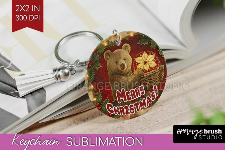 Vintage Christmas Keychain PNG - Xmas Keychain Sublimation