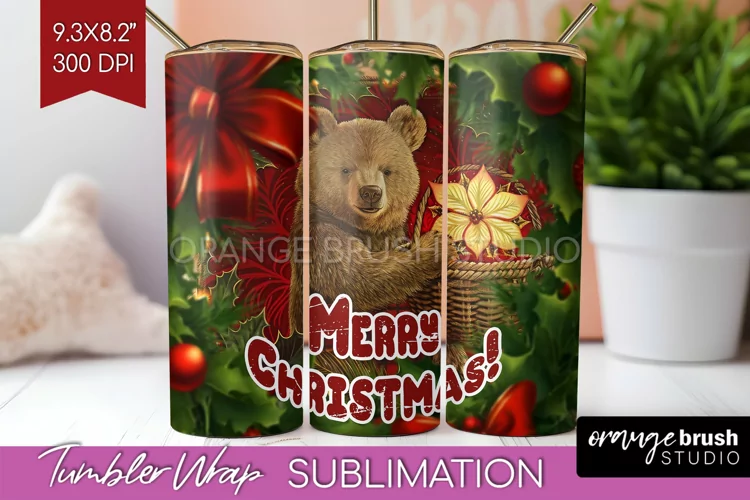 Vintage Christmas Tumbler Wrap - Xmas Tumbler Sublimation