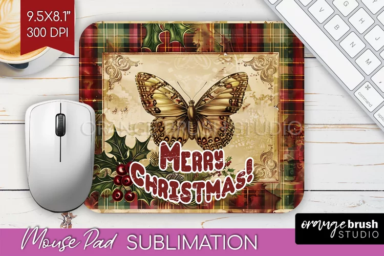 Vintage Christmas Mouse Pad Sublimation - Xmas Mousepad PNG
