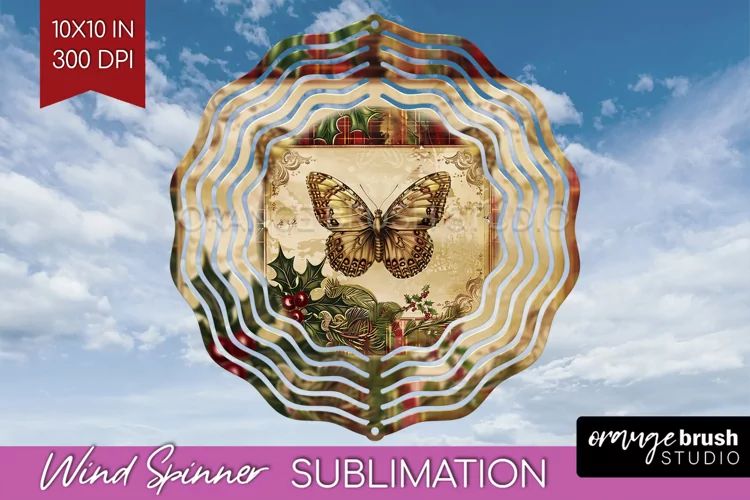 Vintage Christmas Wind Spinner PNG - Retro Xmas Sublimation