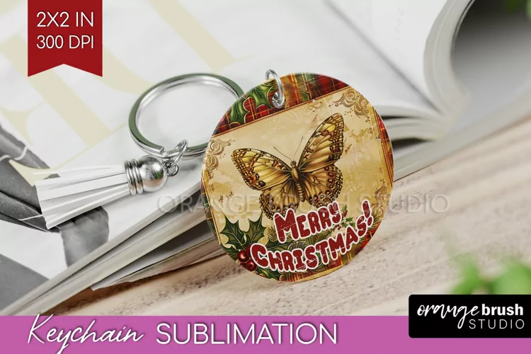 Vintage Christmas Keychain PNG - Xmas Keychain Sublimation