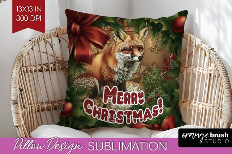 Vintage Christmas Pillow Sublimation - Xmas Pillow Cover PNG example image 1