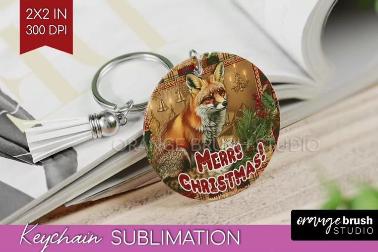 Vintage Christmas Keychain PNG - Xmas Keychain Sublimation