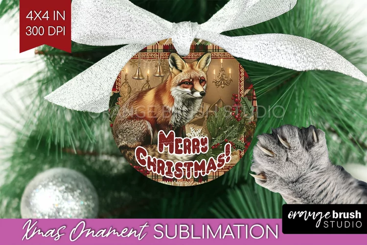 Vintage Christmas Ornament PNG - Retro Xmas Sublimation