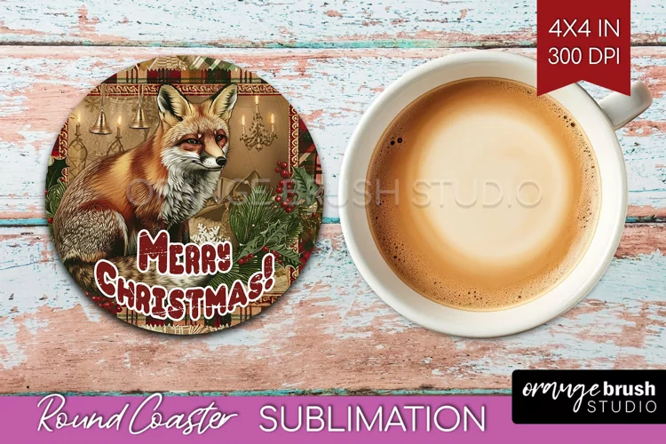 Vintage Christmas Round Coaster - Xmas Coaster Sublimation