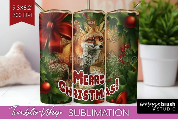 Vintage Christmas Tumbler Wrap - Xmas Tumbler Sublimation