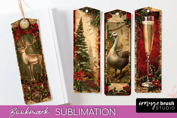 Vintage Christmas Bookmark - Retro Christmas Bookmarks PNG
