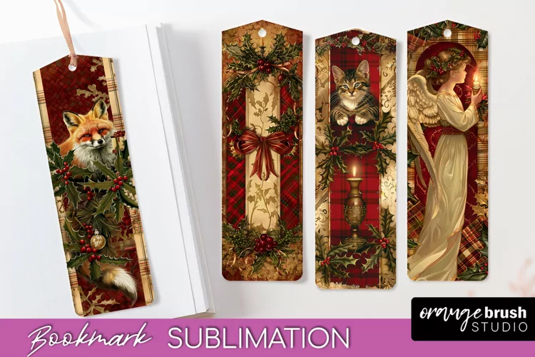 Vintage Christmas Bookmark - Retro Christmas Bookmarks PNG