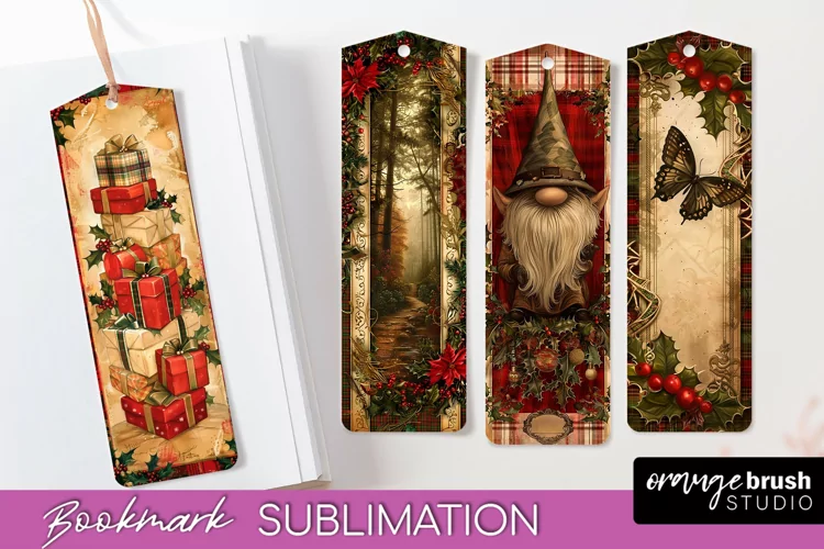 Vintage Christmas Bookmark - Retro Christmas Bookmarks PNG