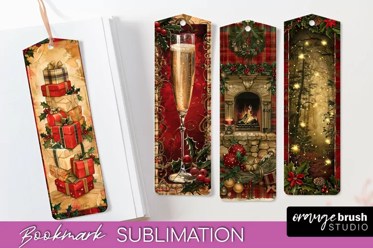 Vintage Christmas Bookmark - Retro Christmas Bookmarks PNG