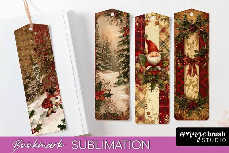 Vintage Christmas Bookmark - Retro Christmas Bookmarks PNG