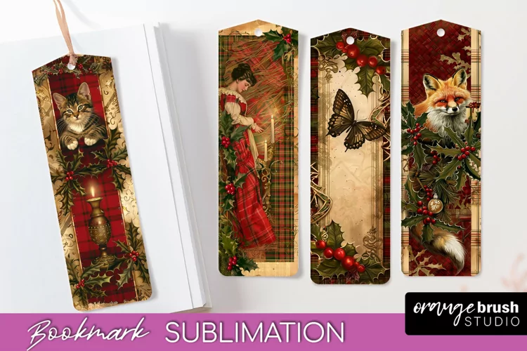 Vintage Christmas Bookmark - Retro Christmas Bookmarks PNG