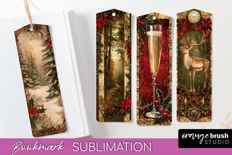 Vintage Christmas Bookmark - Retro Christmas Bookmarks PNG