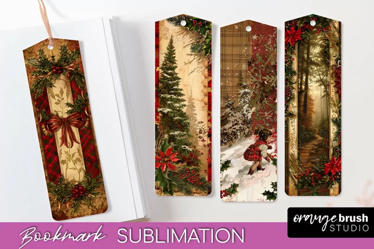 Vintage Christmas Bookmark - Retro Christmas Bookmarks PNG