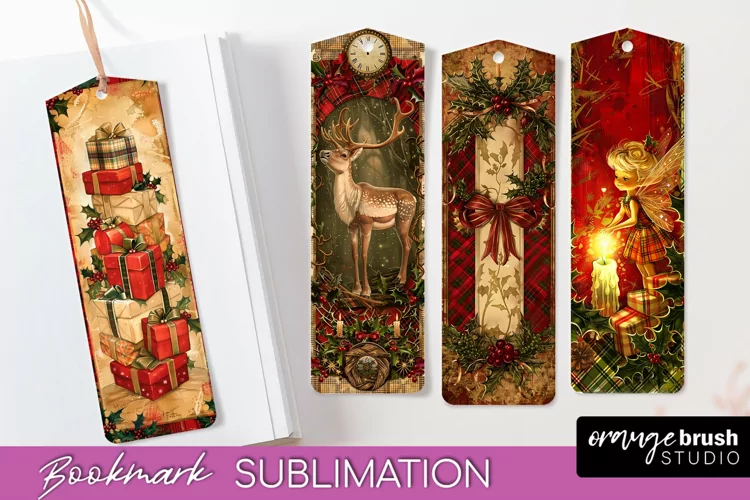 Vintage Christmas Bookmark - Retro Christmas Bookmarks PNG
