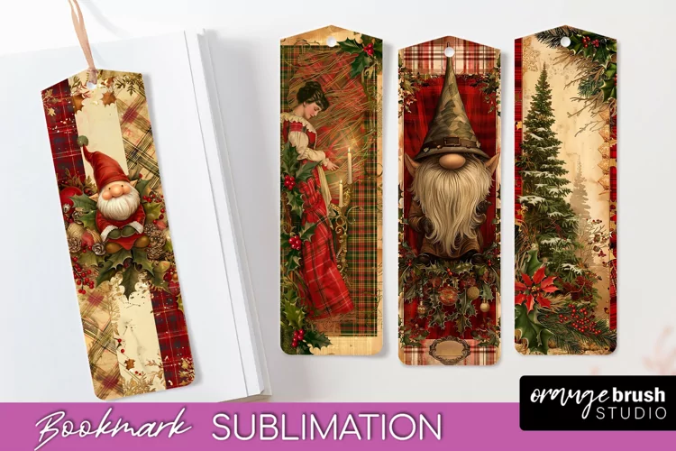 Vintage Christmas Bookmark - Retro Christmas Bookmarks PNG