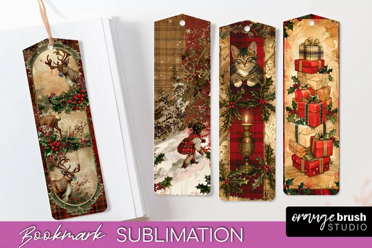 Vintage Christmas Bookmark - Retro Christmas Bookmarks PNG