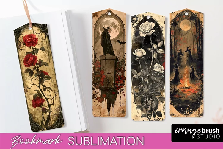 Vintage Halloween Bookmark - Printable Scrapbook Bookmarks