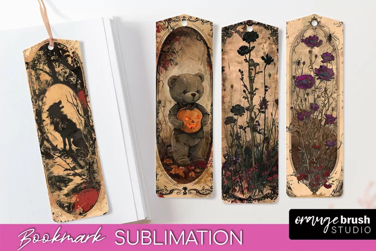 Vintage Halloween Bookmark - Printable Scrapbook Bookmarks