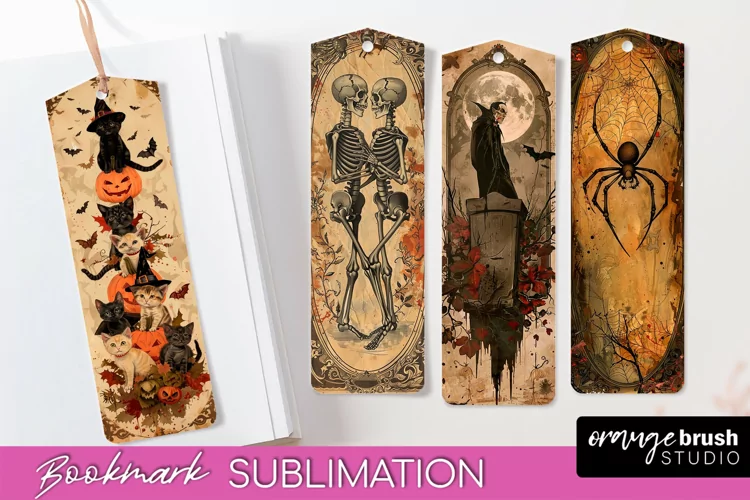 Vintage Halloween Bookmark - Printable Scrapbook Bookmarks