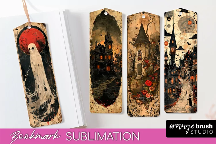 Vintage Halloween Bookmark - Printable Scrapbook Bookmarks