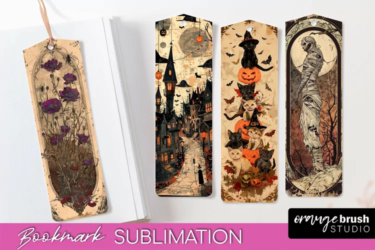 Vintage Halloween Bookmark - Printable Scrapbook Bookmarks