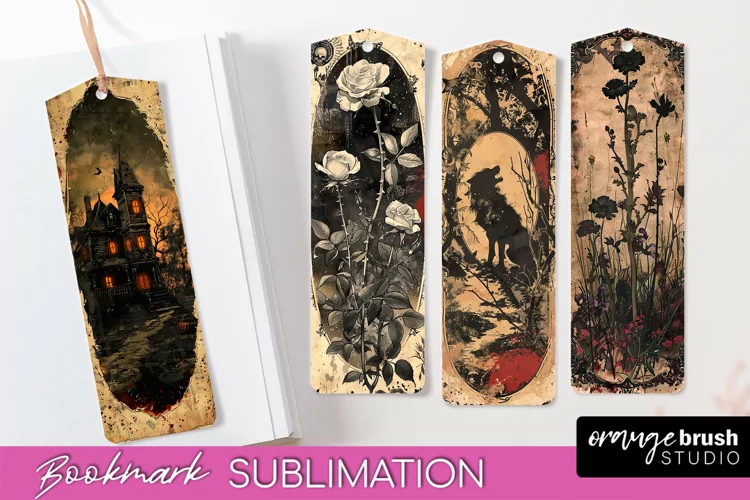 Vintage Halloween Bookmark - Printable Scrapbook Bookmarks