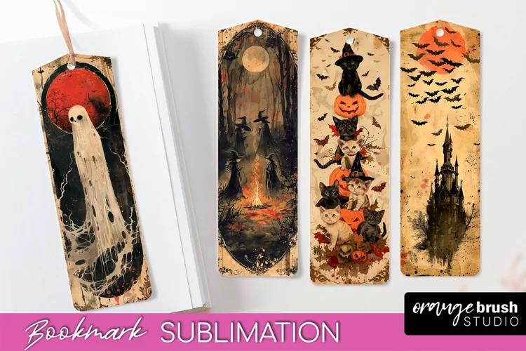 Vintage Halloween Bookmark - Printable Scrapbook Bookmarks