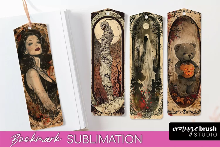 Vintage Halloween Bookmark - Printable Scrapbook Bookmarks