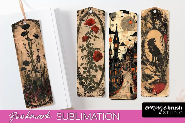 Vintage Halloween Bookmark - Printable Scrapbook Bookmarks