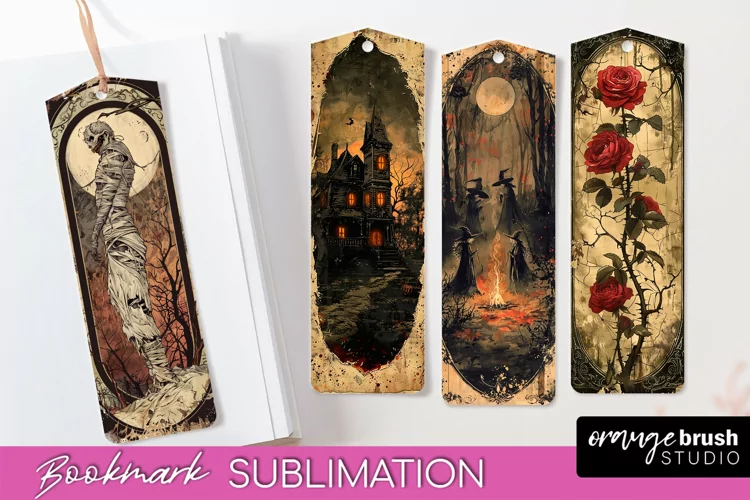 Vintage Halloween Bookmark - Printable Scrapbook Bookmarks