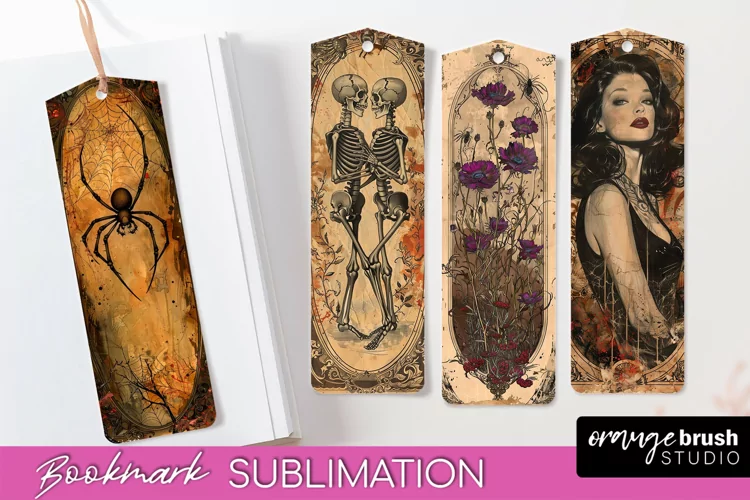 Vintage Halloween Bookmark - Printable Scrapbook Bookmarks