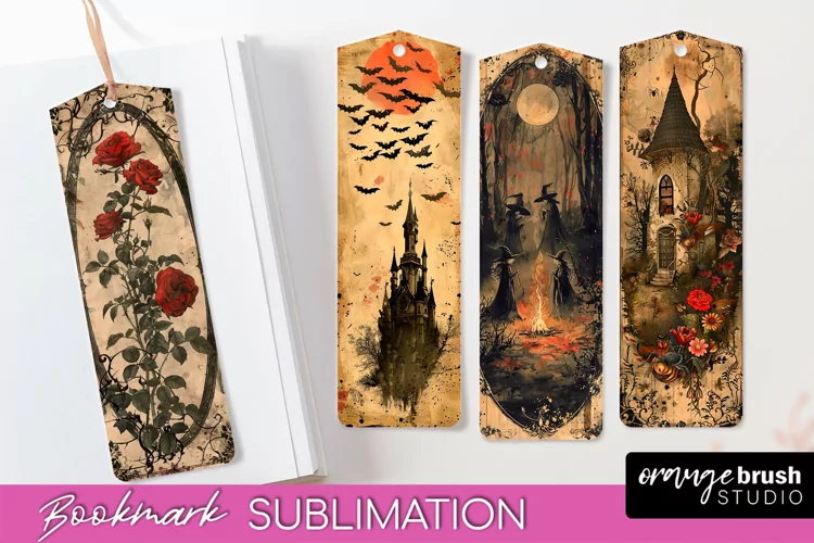 Vintage Halloween Bookmark - Printable Scrapbook Bookmarks