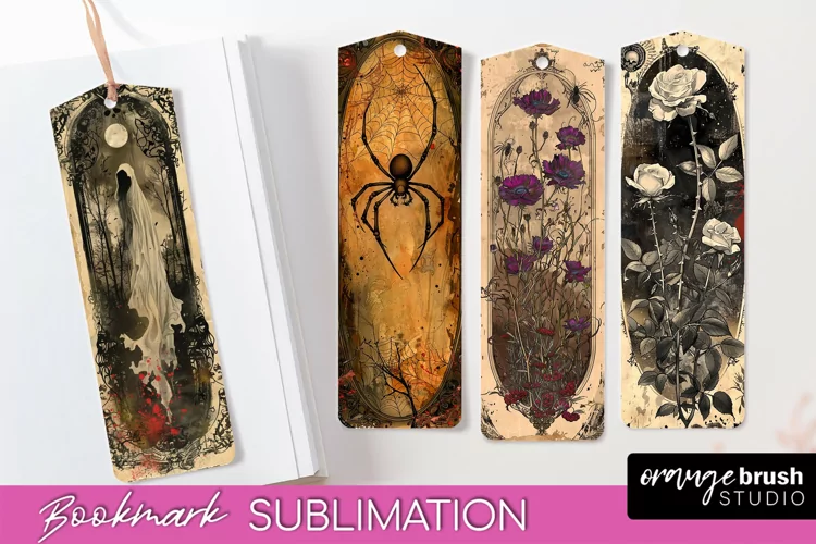 Vintage Halloween Bookmark - Printable Scrapbook Bookmarks