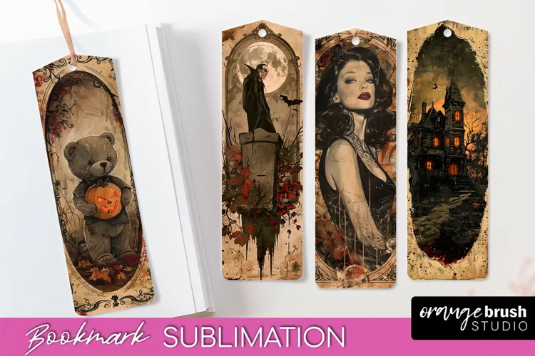 Vintage Halloween Bookmark - Printable Scrapbook Bookmarks