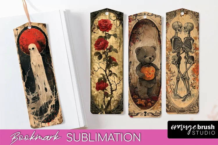 Vintage Halloween Bookmark - Printable Scrapbook Bookmarks