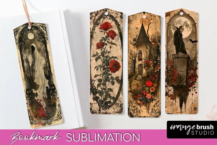 Vintage Halloween Bookmark - Printable Scrapbook Bookmarks
