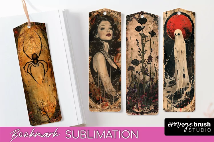 Vintage Halloween Bookmark - Printable Scrapbook Bookmarks