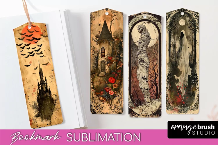 Vintage Halloween Bookmark - Printable Scrapbook Bookmarks