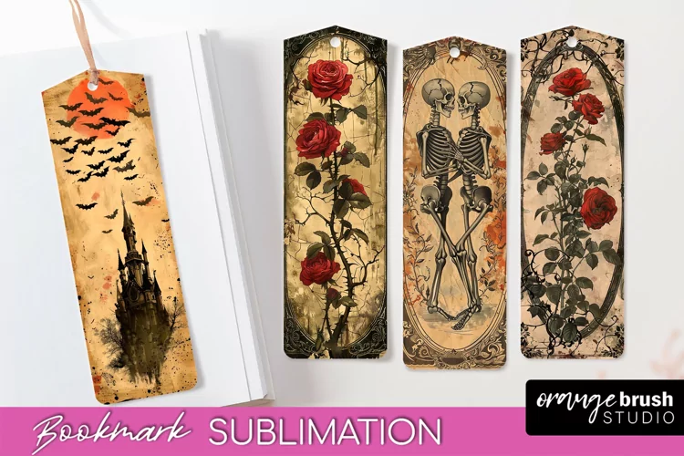 Vintage Halloween Bookmark - Printable Scrapbook Bookmarks