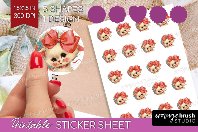 Vintage Valentines Day Round Sticker - Retro Animal Sticker
