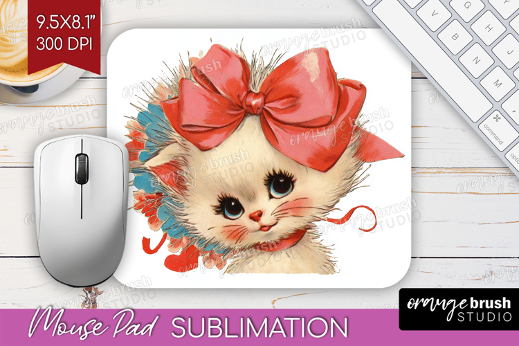 Vintage Valentines Day Mouse Pad Sublimation - Retro Animal