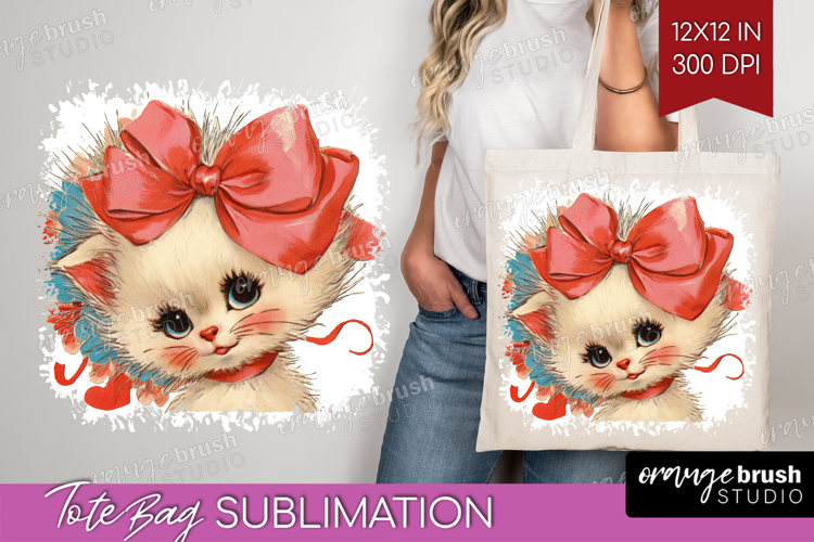 Vintage Valentines Day Tote Bag - Retro Animal Tote Bag PNG