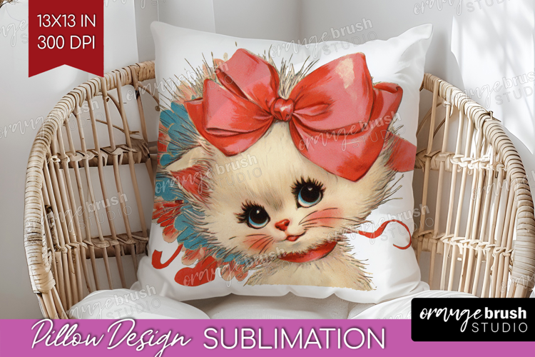 Vintage Valentines Day Pillow Sublimation - Retro Animal PNG