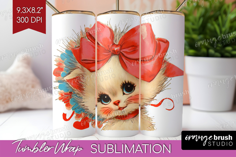 Vintage Valentines Day Tumbler Wrap - Retro Animal Tumbler